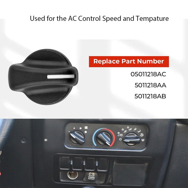 KARPAL Heater Air Conditioner Climate Control Knob Switch Compatible with 1999-2006 Jeep Wrangler/1999-2003 Dodge Ram Van (Pack of 3) - Image 3
